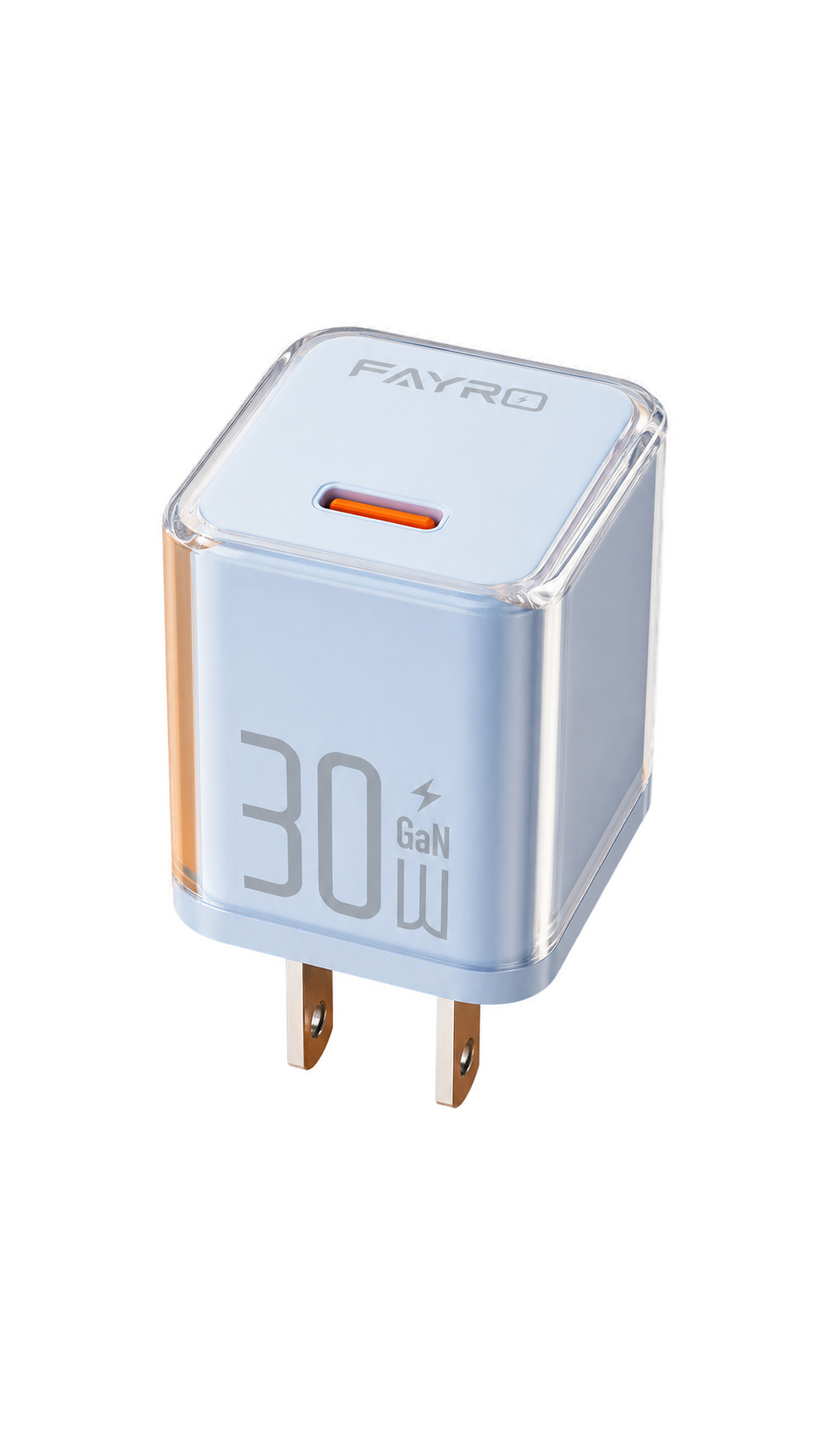 Fayro 30W GaN charger in blue